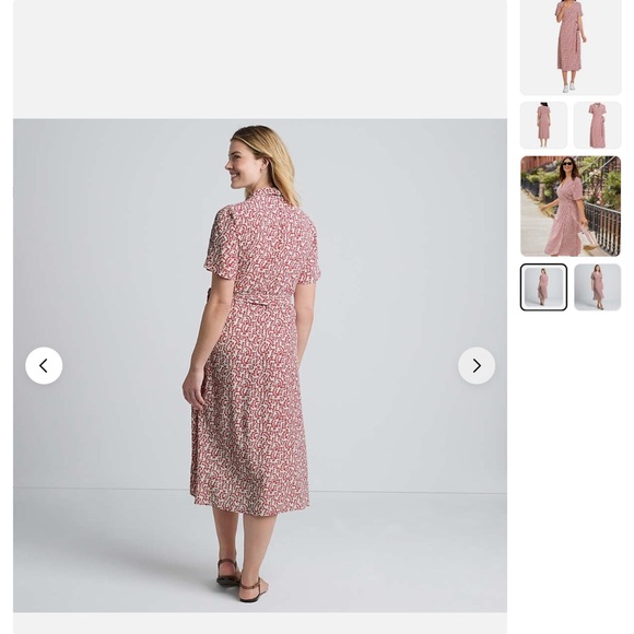 Lands' End Red Orange and White Crepe Wrap Midi Dress 1X NWOT - Picture 4 of 15